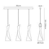 Zack 3 Light Bar Pendant Light - Satin Nickel