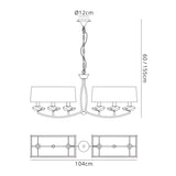 Akira 6 Light 2 Arm Crystal Chandelier - Chrome With Cream Shades