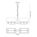 Akira 6 Light 2 Arm Crystal Chandelier - Chrome With Black Shades