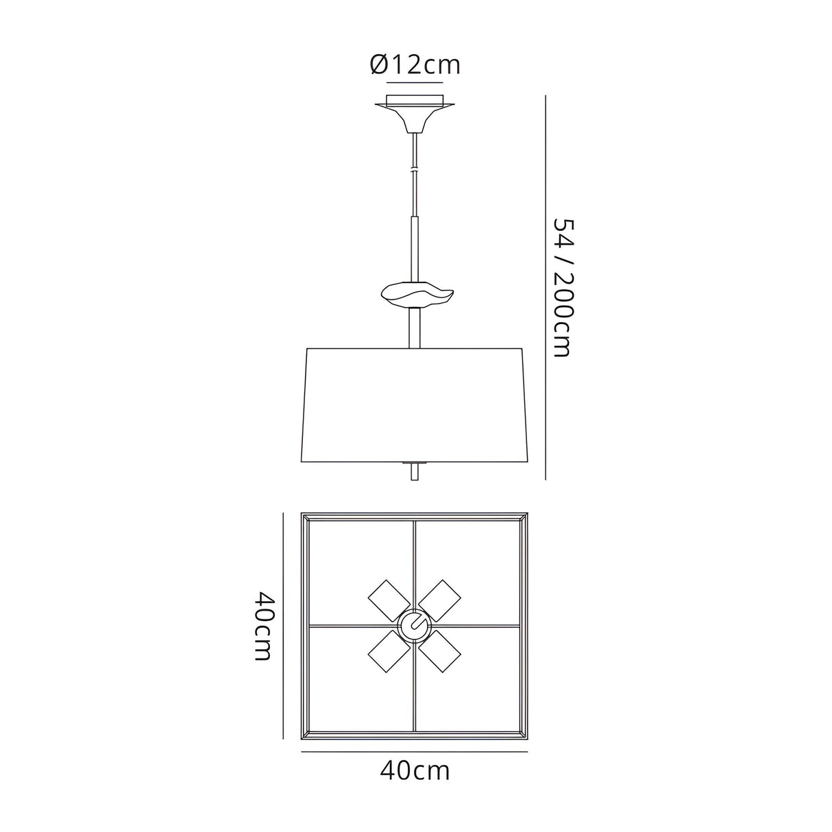 Akira 4 Light Pendant Light - Brass With Black Shade