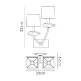 Akira 2 Light Wall Lamp - Brass With Cream Shades
