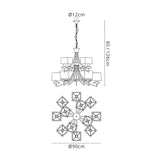 Akira 90cm 3 Light Crystal Chandelier - Brass With Black Shades