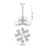 Akira 90cm 2 Tier 12 Light Crystal Chandelier - Brass With Cream Shades