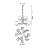 Akira 90cm 2 Tier 12 Light Crystal Chandelier - Chrome With Black Shades