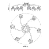 Fragma 6 Light Semi-Flush Ceiling Light - Polished Chrome