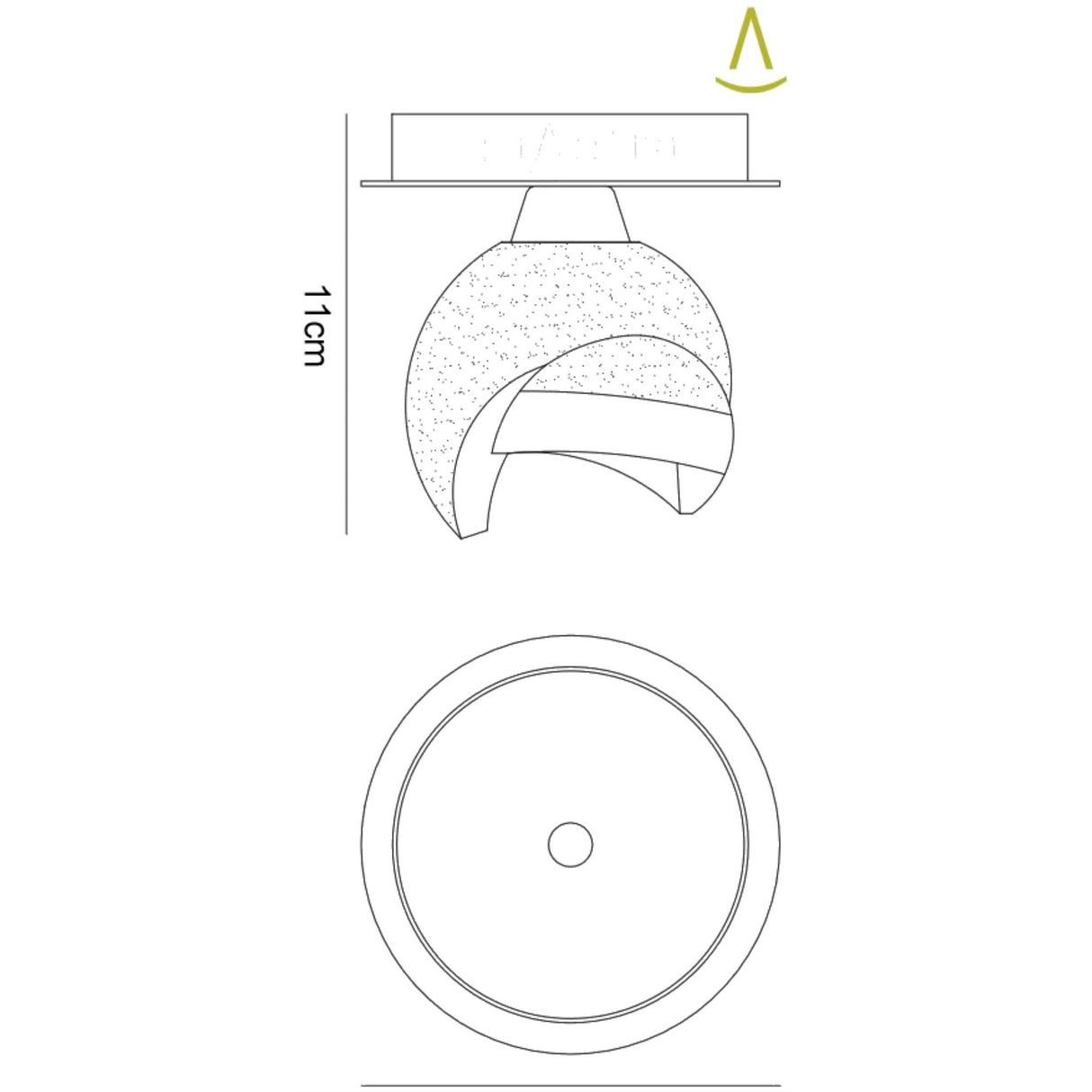 Fragma 1 Light Semi-Flush Ceiling Light - Black Chrome