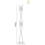 Line drawing of the 170 cm tall Fragma 4 Light Floor Lamp in black, featuring a twisting double-helix design with three bird-shaped decorations perched along its height.