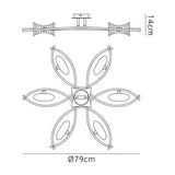 Kromo 6 Light Semi-Flush Ceiling Light - Antique Brass