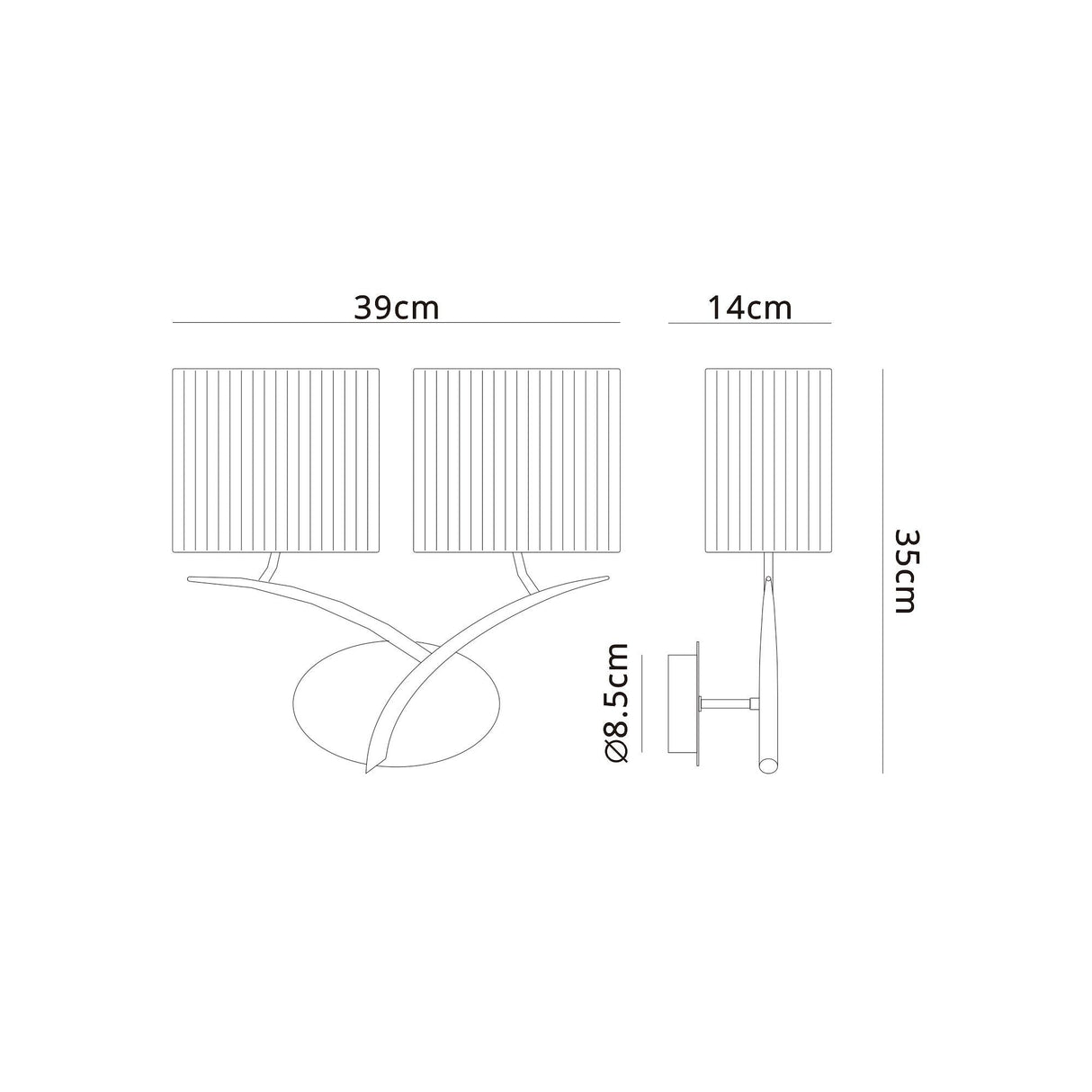 Eve 2 Light Wall Light - Chrome With White Shades