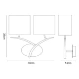 Eve 2 Light Wall Light - Chrome With White Shades