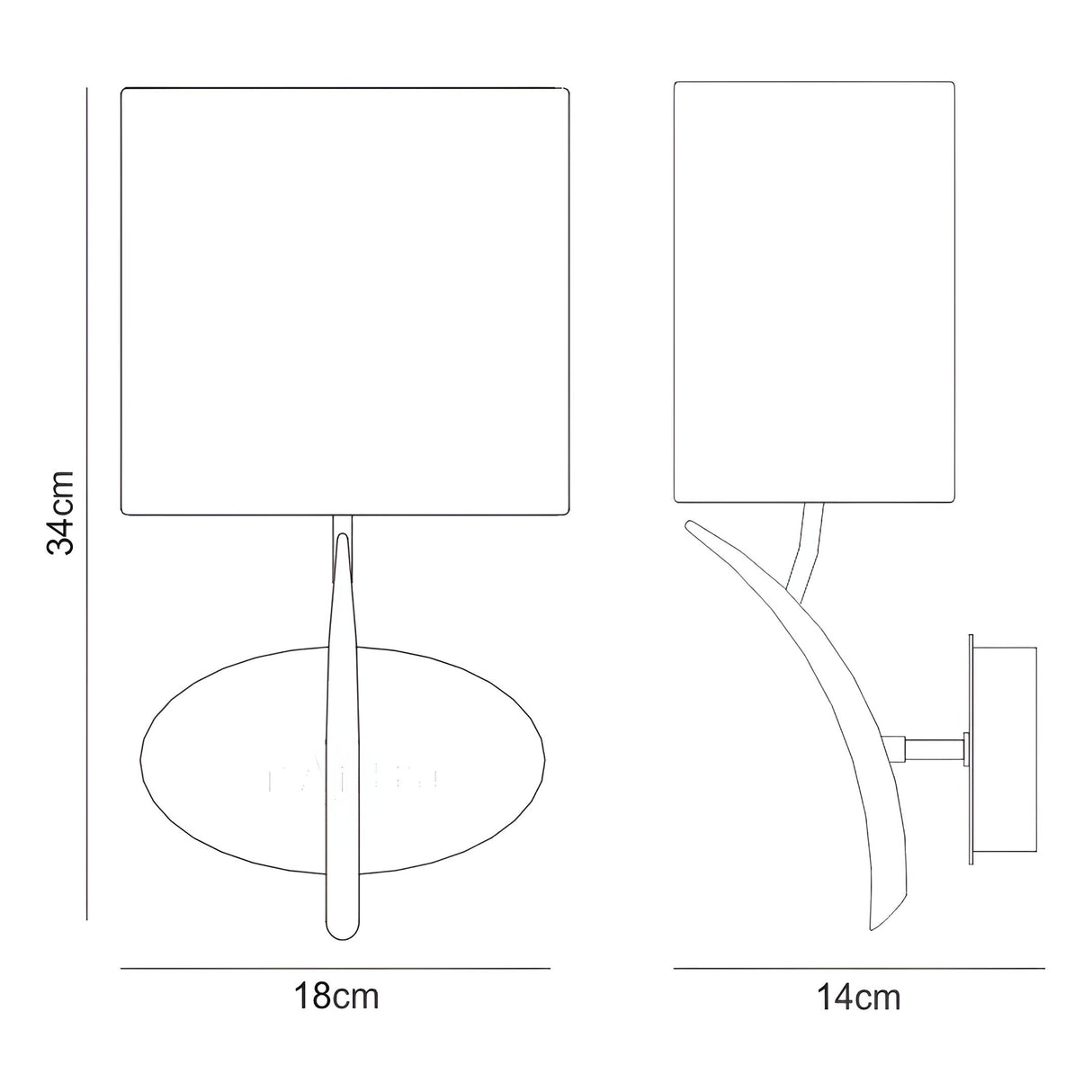 Eve  1 Light Wall Light - Anthracite With Black Shade