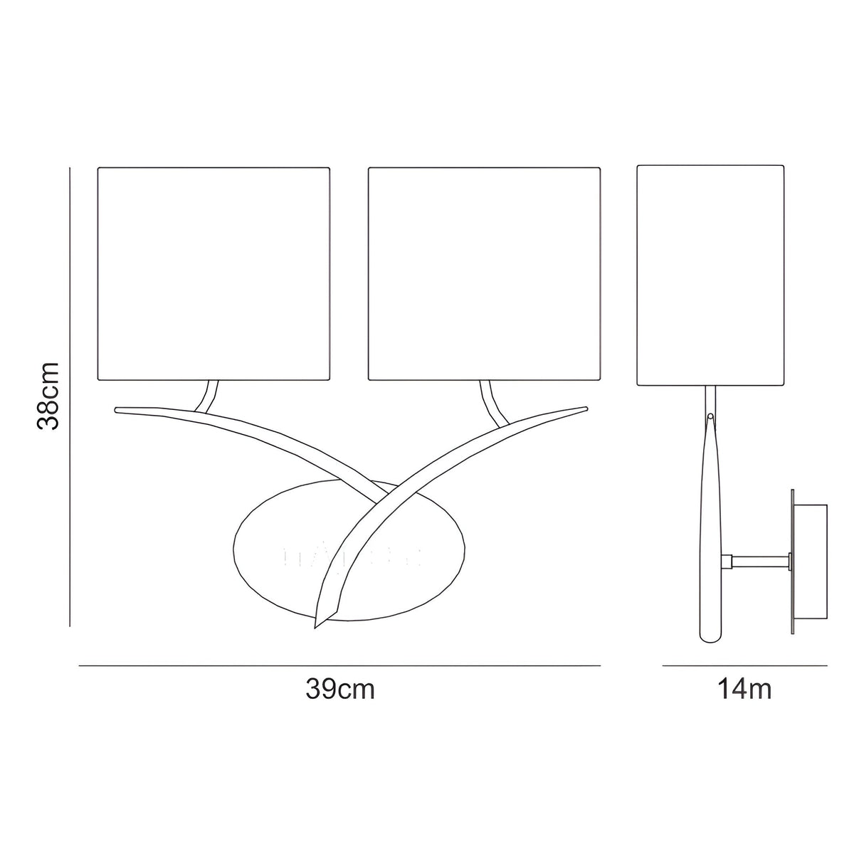 Eve 2 Light Wall Light - Anthracite With Black Shades