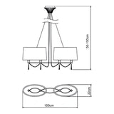 Lucca 2 Arm 4 Light Crystal Chandelier - Chrome With White Shades