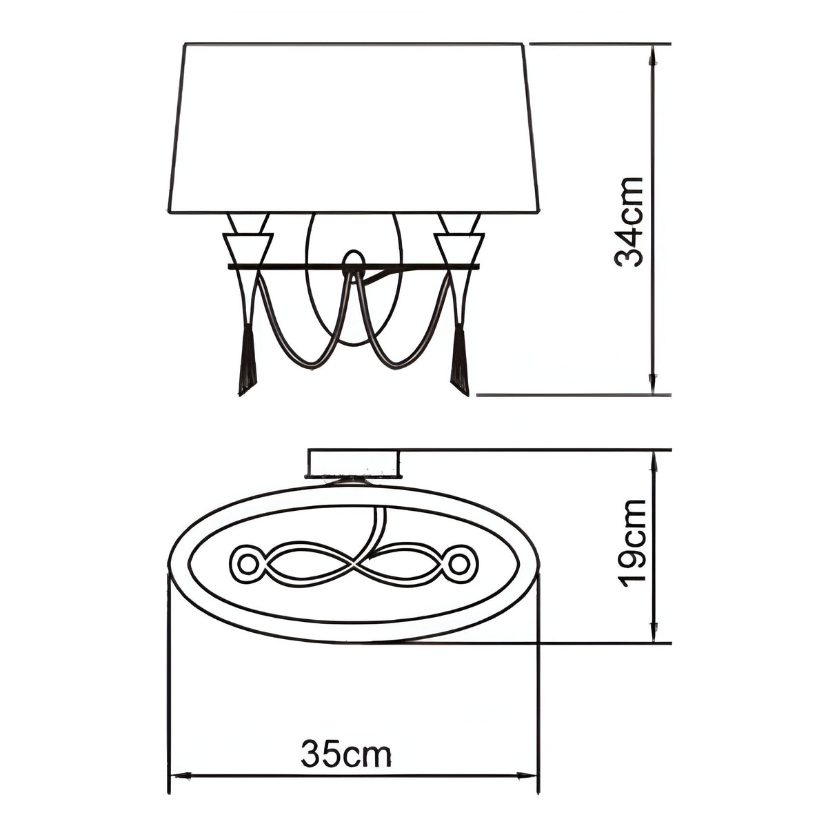 Lucca 2 Light Crystal Wall Light With Switch - Chrome With White Shade