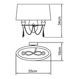 Lucca 2 Light Crystal Wall Light With Switch - Chrome With White Shade