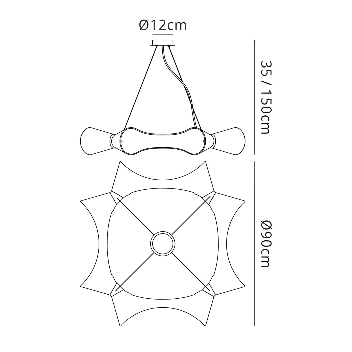 Ora 90cm LED Suspension Light - Gloss Black & Chrome