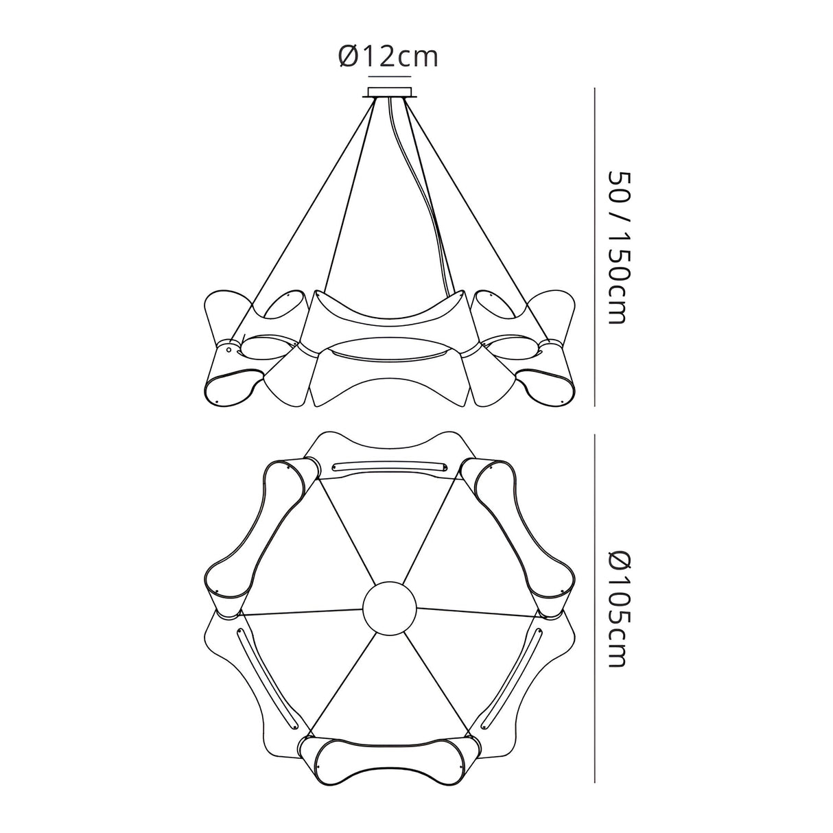 Ora 105cm LED Suspension Light - Gloss Black & Chrome