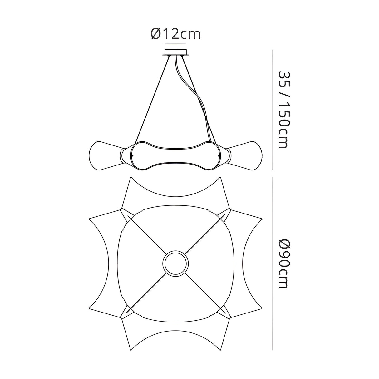 Ora 90cm LED Suspension Light - Gloss Red & Chrome