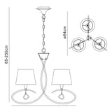 Mara 64cm 3 Light Chandelier - French Gold With Black Shades