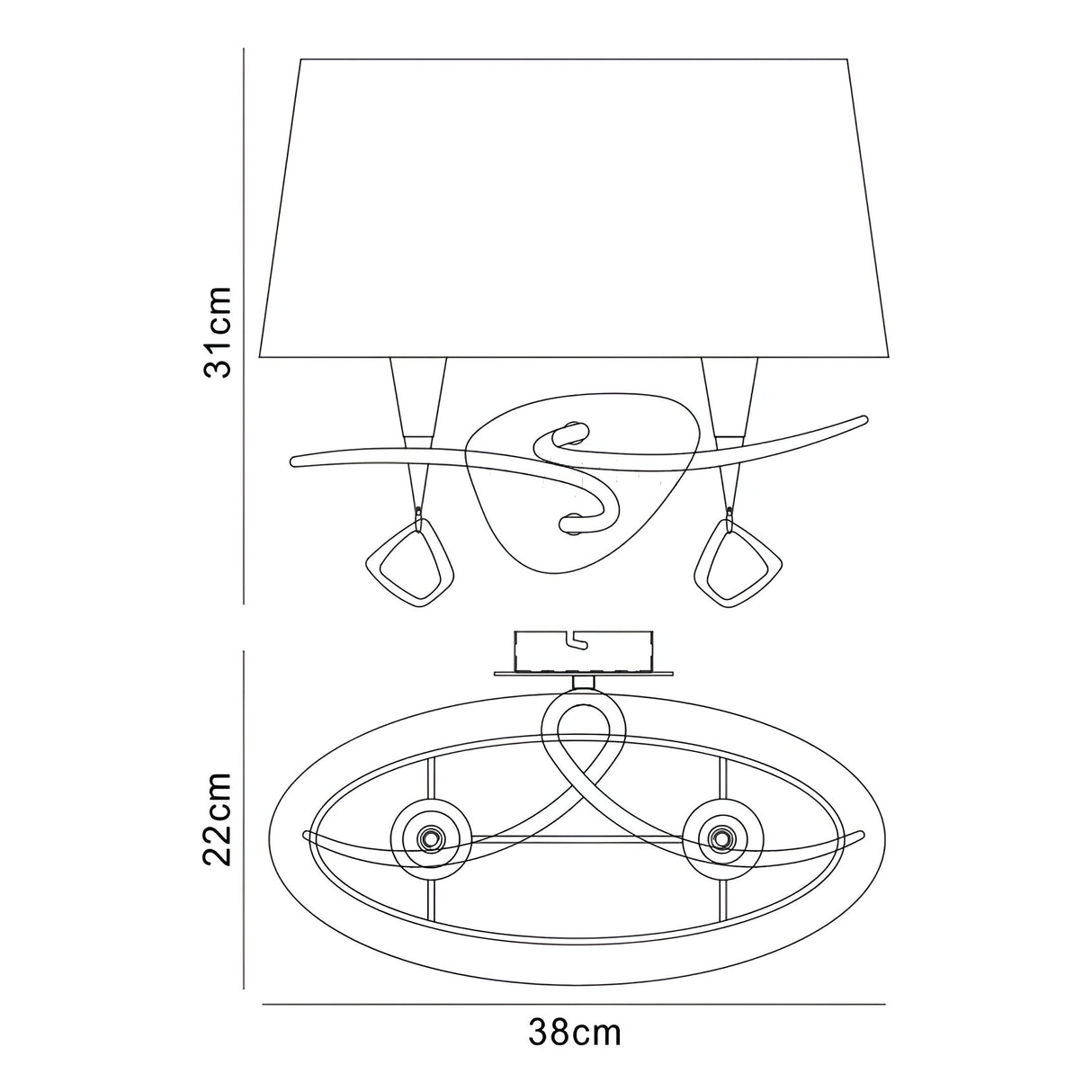 Mara 2 Light Wall Light With Switch - Brass With White Shade