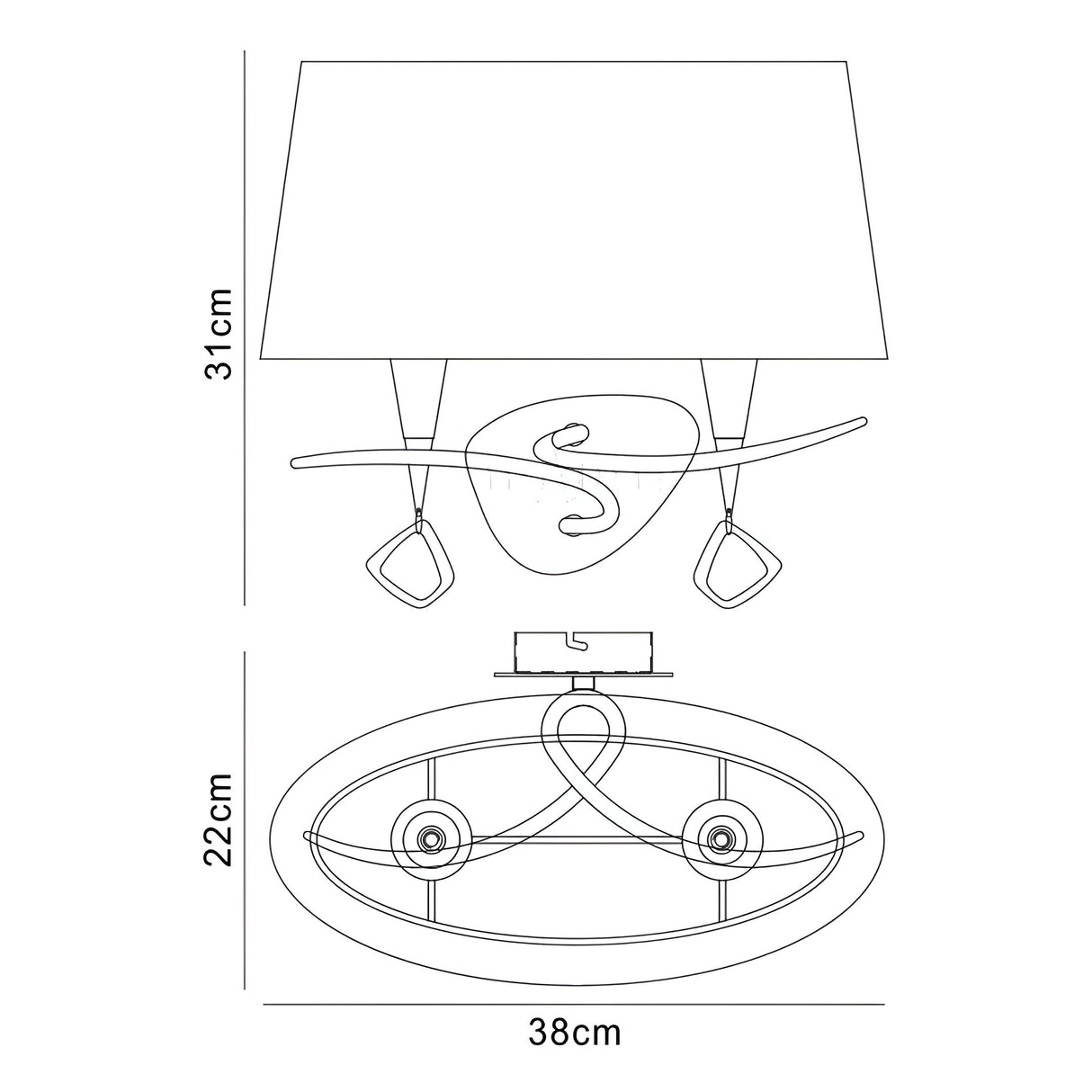 Mara 2 Light Wall Light With Switch - Gold With Black Shade