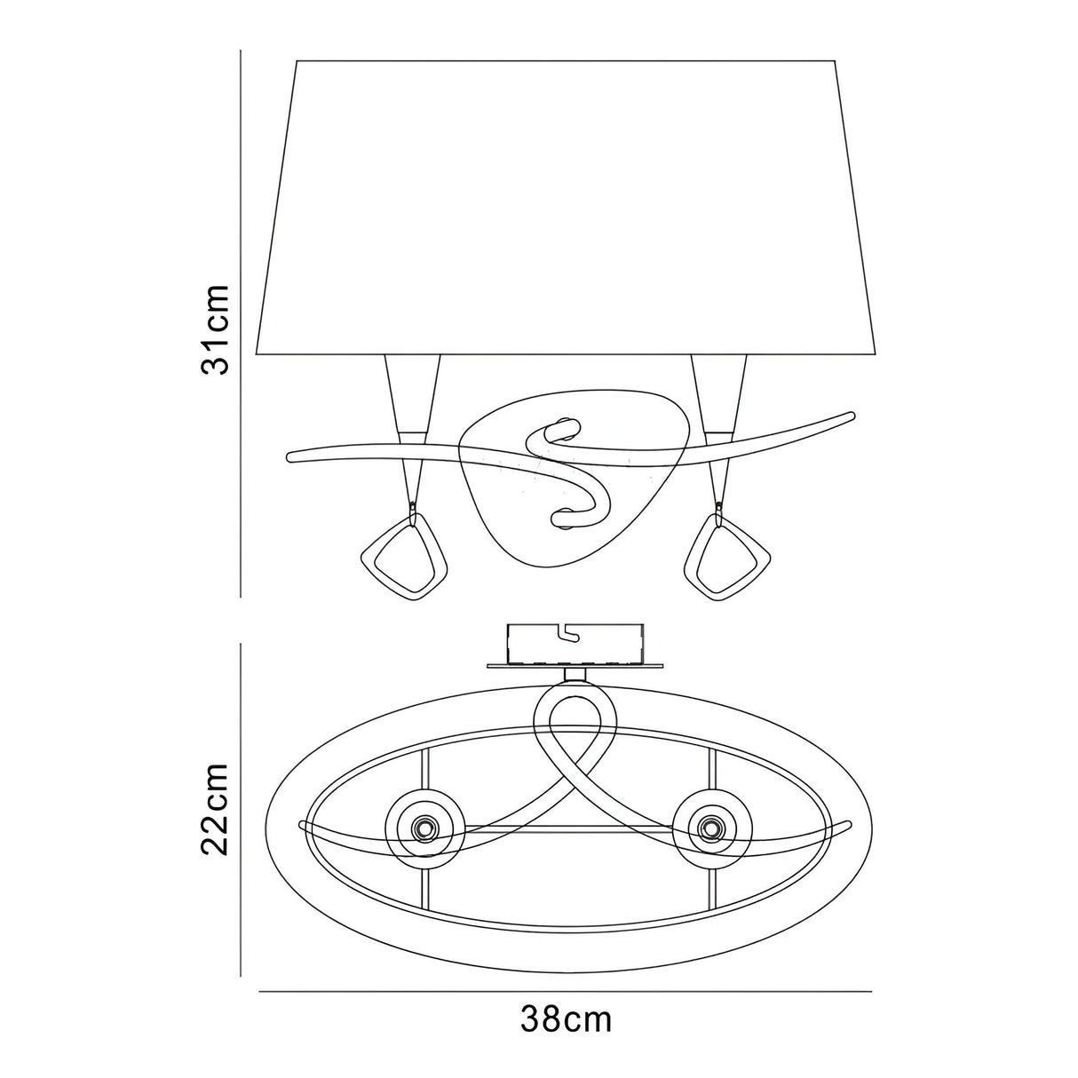 Mara 2 Light Wall Light With Switch - Chrome With Black Shade