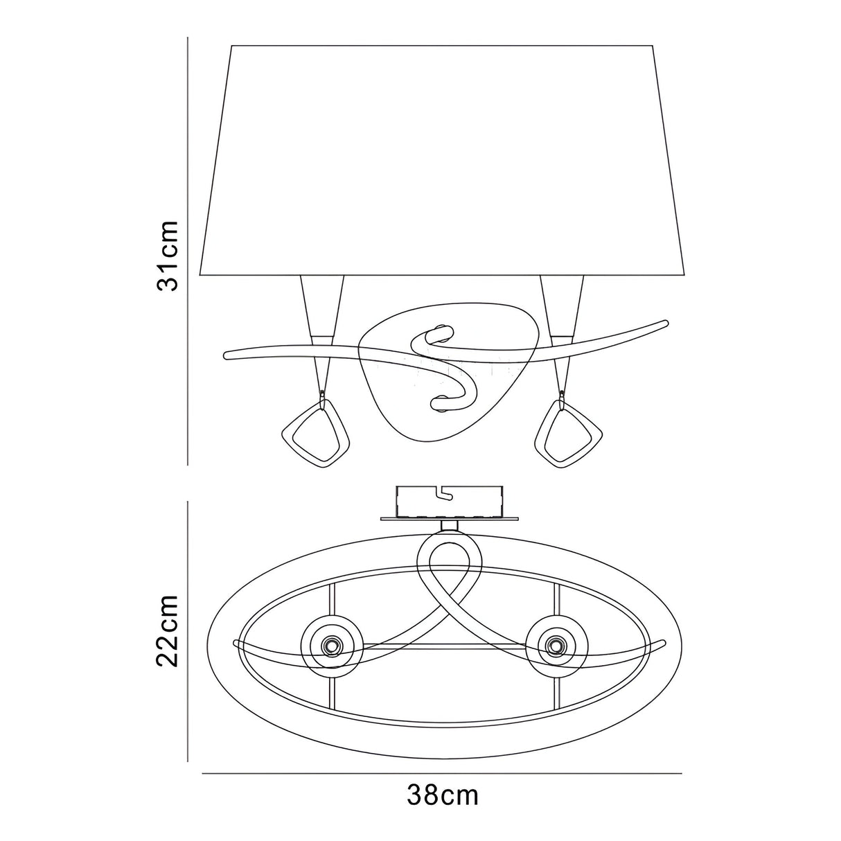 Mara 2 Light Wall Light With Switch - Chrome With Ivory White Shade