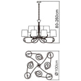 Mara 100cm 2 Tier 8 Light Chandelier - French Gold With White Shades