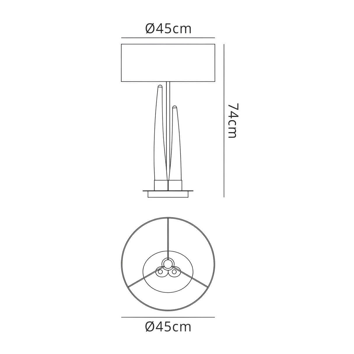 Estalacta 3 Light Table Lamp - Silver/Opal White With Black Shade