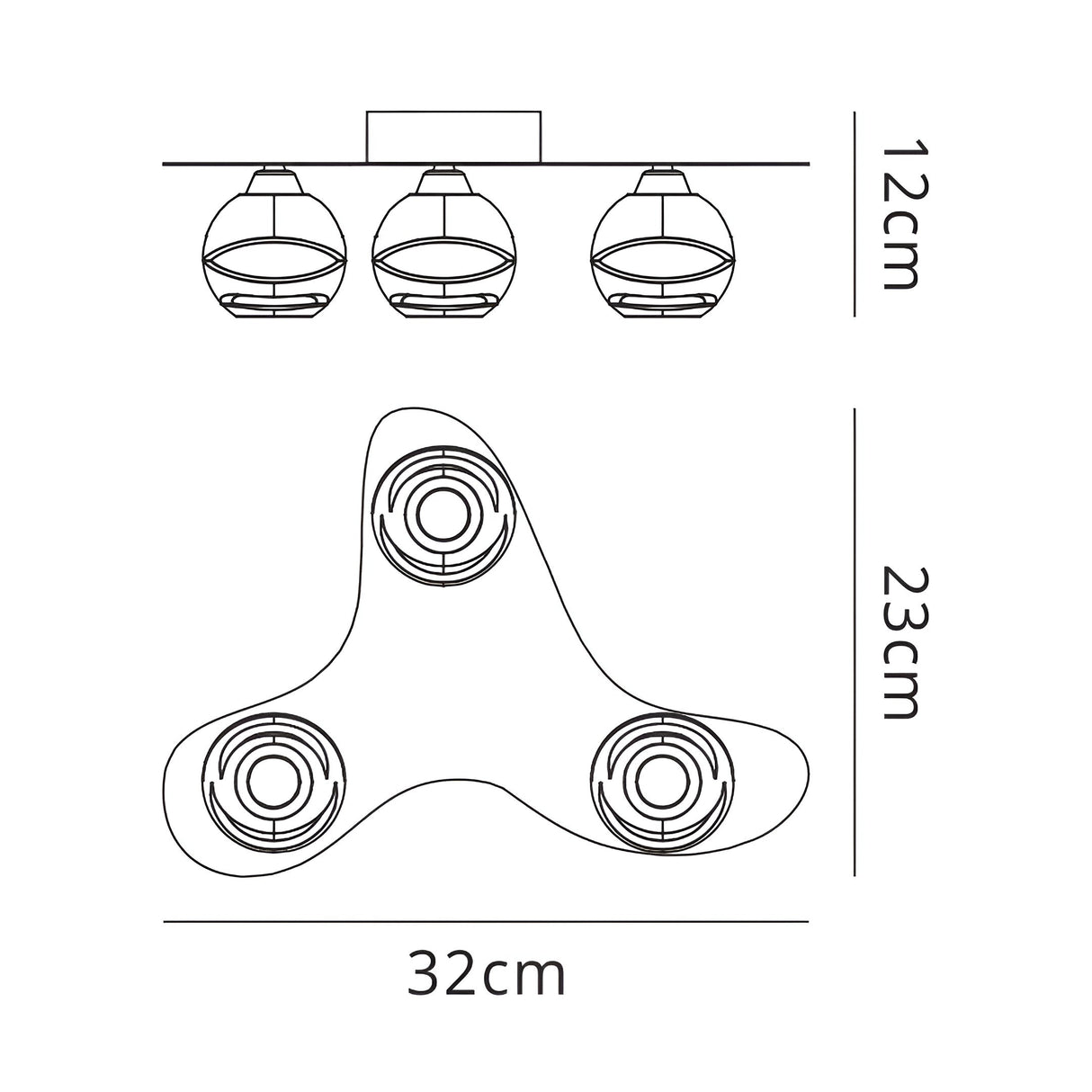 Loop 3 Light Flush Ceiling Light - Polished Chrome