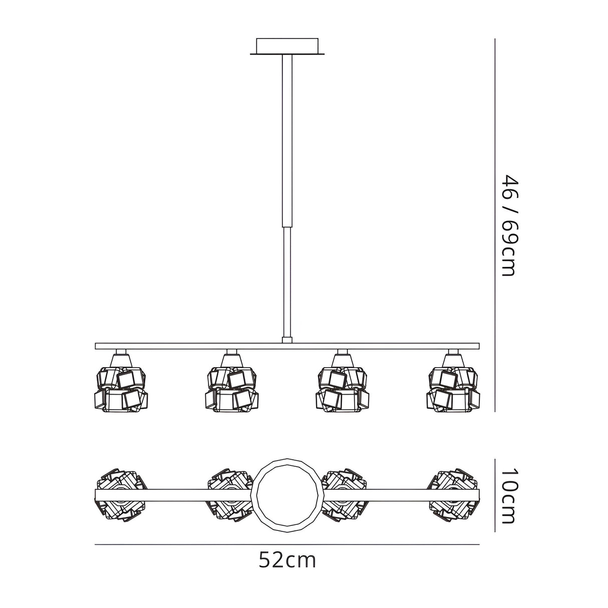 Ice Linear 4 Light Linear Suspension Light - Polished Chrome