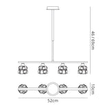 Ice Linear 4 Light Linear Suspension Light - Antique Brass