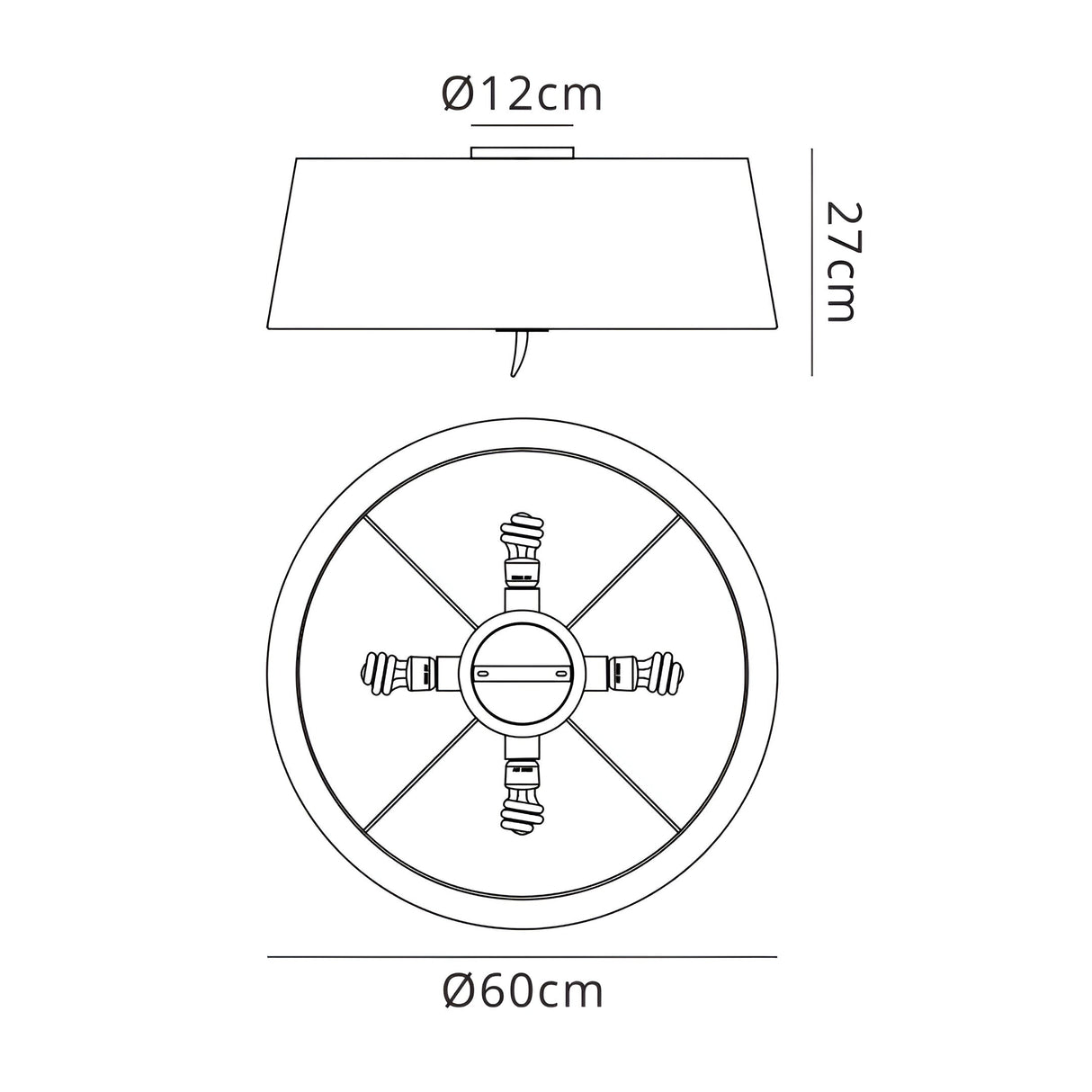 Ninette 4 Light Flush Ceiling Light - Black Shade