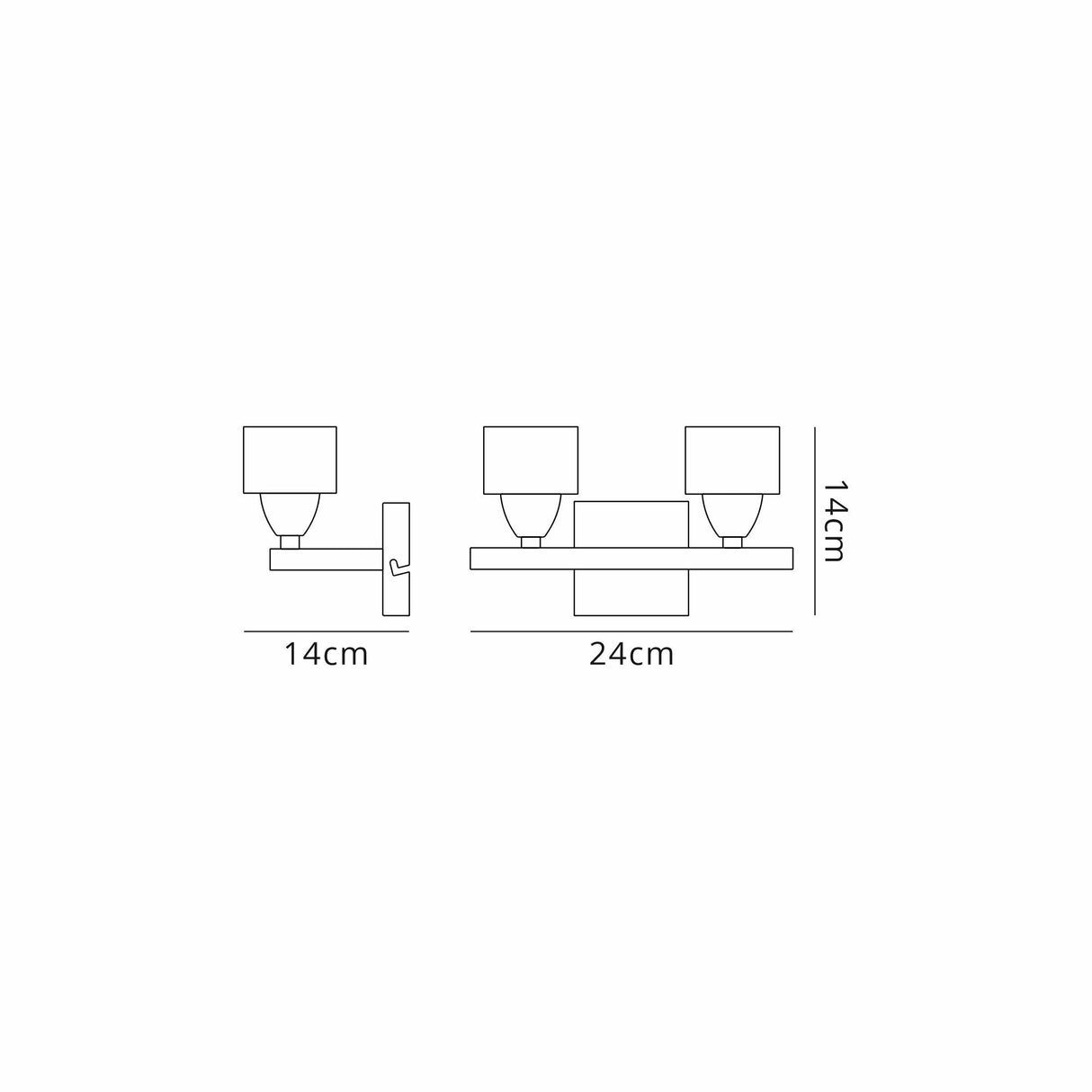 Cuadrax 2 Light Frosted Glass Wall Light - Satin Nickel