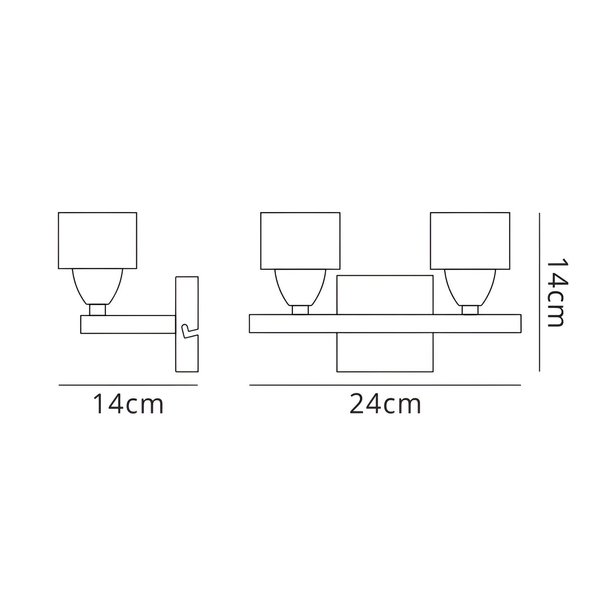 Cuadrax 2 Light Clear Glass Wall Light With Switch - Polished Chrome