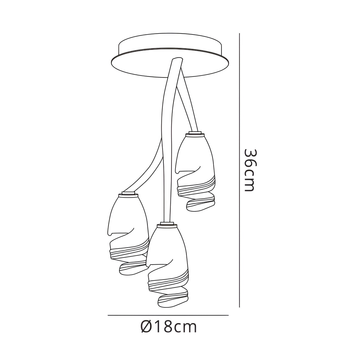 Forest 3 Light Semi-Flush Ceiling Light – Brown & Black Oxide