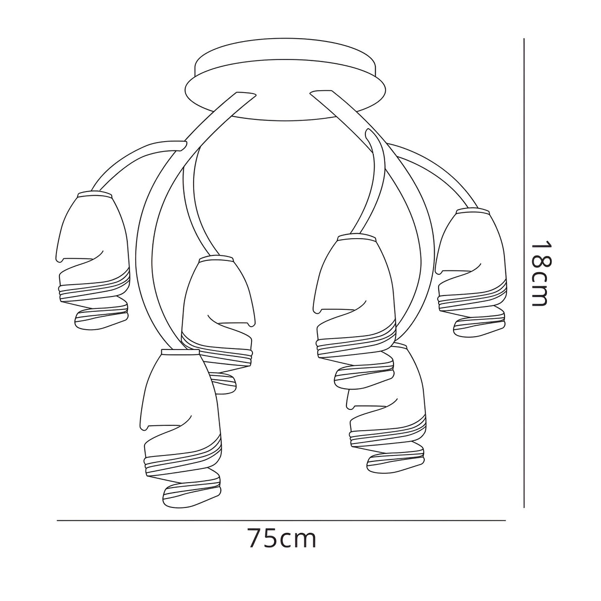 Forest 6 Light Semi-Flush Ceiling Light - Brown/Black Oxide