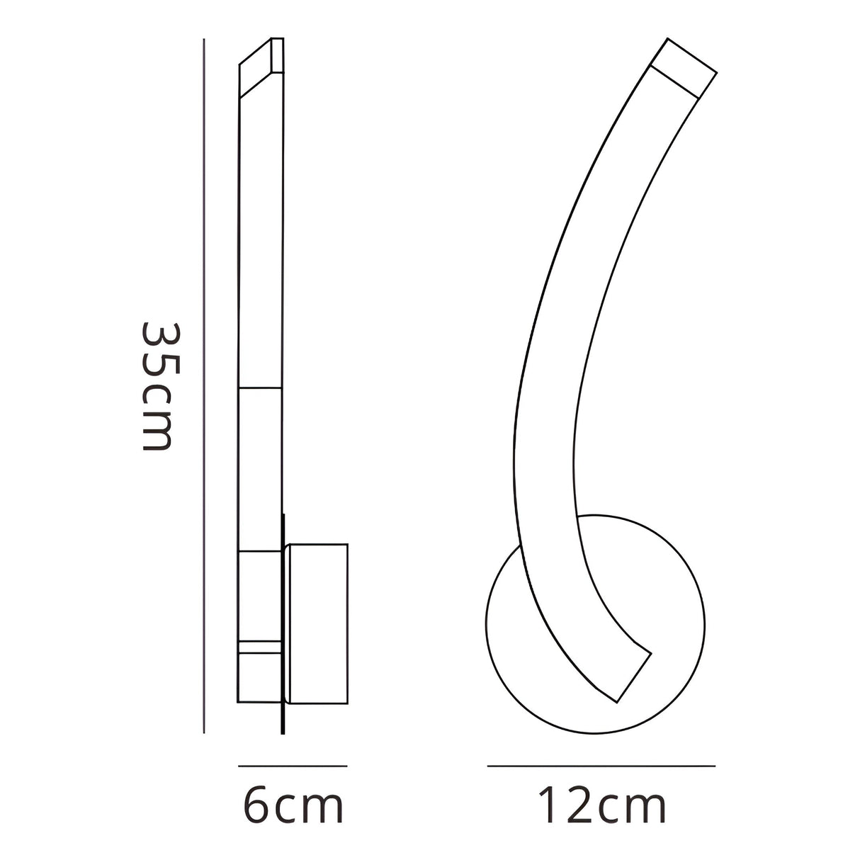 On Right LED Wall Light With Switch - Chrome