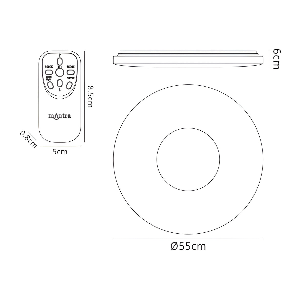 Reef Large CCT Dimmable LED Flush Ceiling Light With Remote Control - Chrome/White