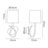 Lua 1 Light Wall Light With Switch - Satin Nickel With White Shade