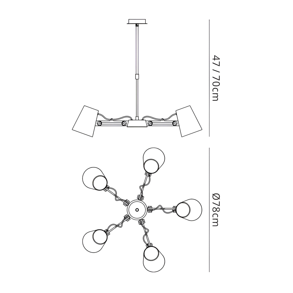 Looker 78cm 5 Light Chandelier - Matt White & Beech