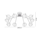 Wave 10 Light Semi-Flush Ceiling Light - Rustic Gold