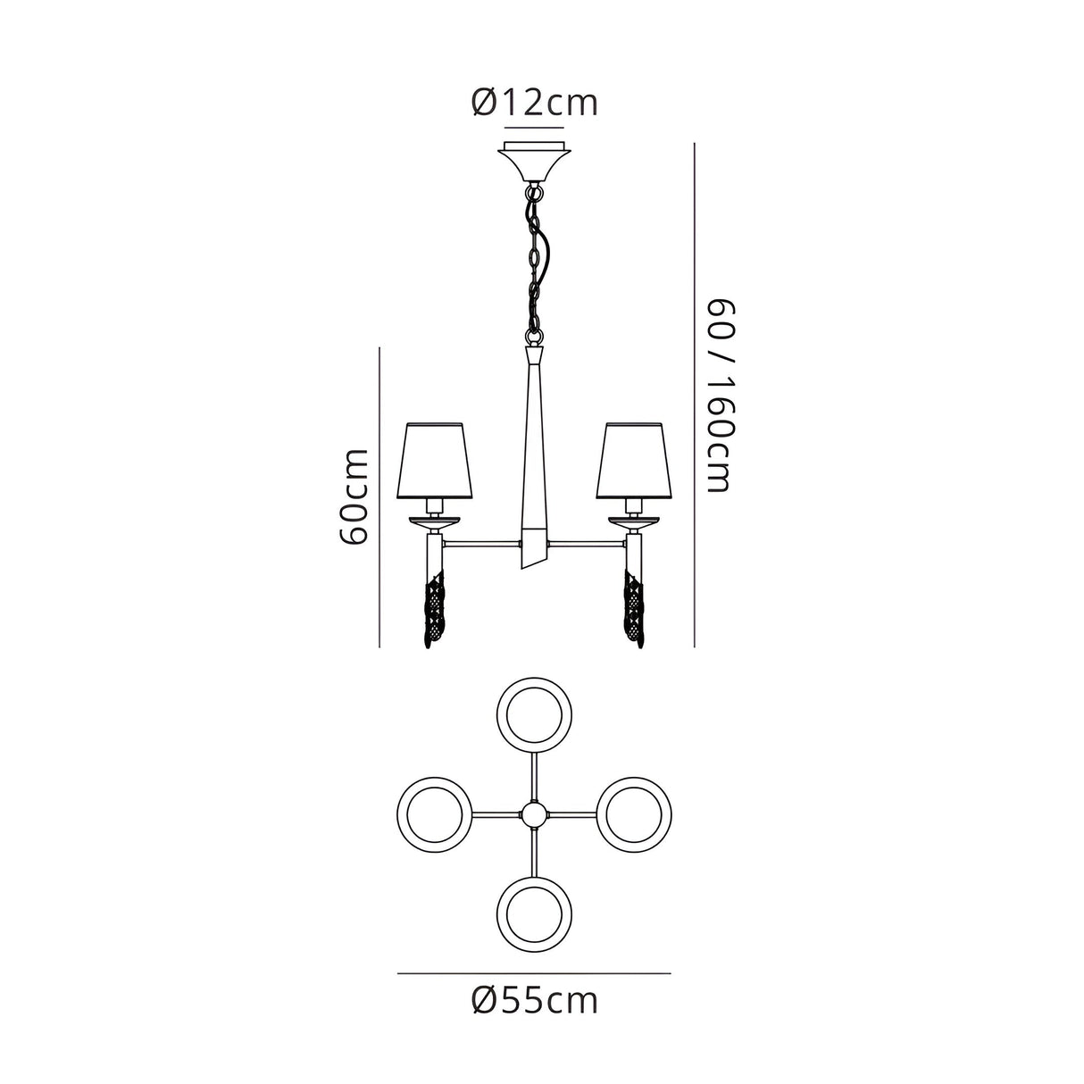 Tiffany 8 Light Crystal Chandelier - Gold With White Shades