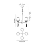 Tiffany 8 Light Crystal Chandelier - Gold With White Shades