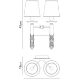 Tiffany 4 Light Crystal Wall Light - Chrome With White Shades