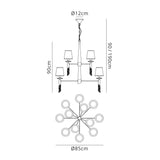 Tiffany 2 Tier 24 Light Crystal Chandelier - Brass With White Shades
