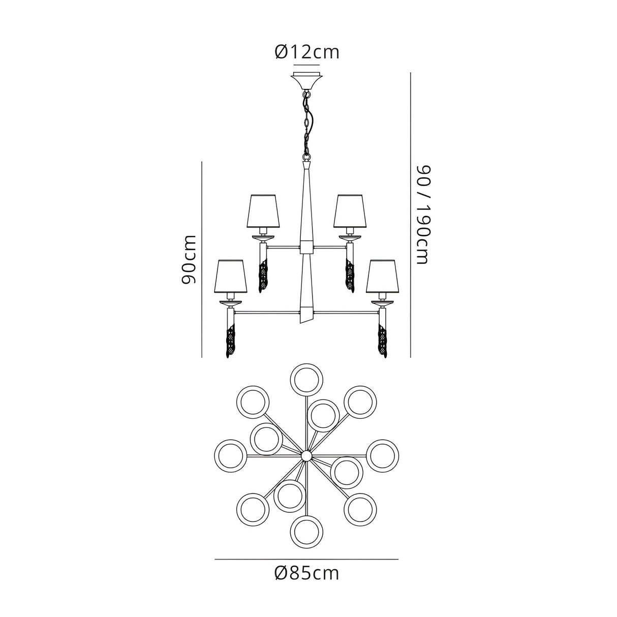 Tiffany 2 Tier 24 Light Crystal Chandelier - Brass With Cream Shades