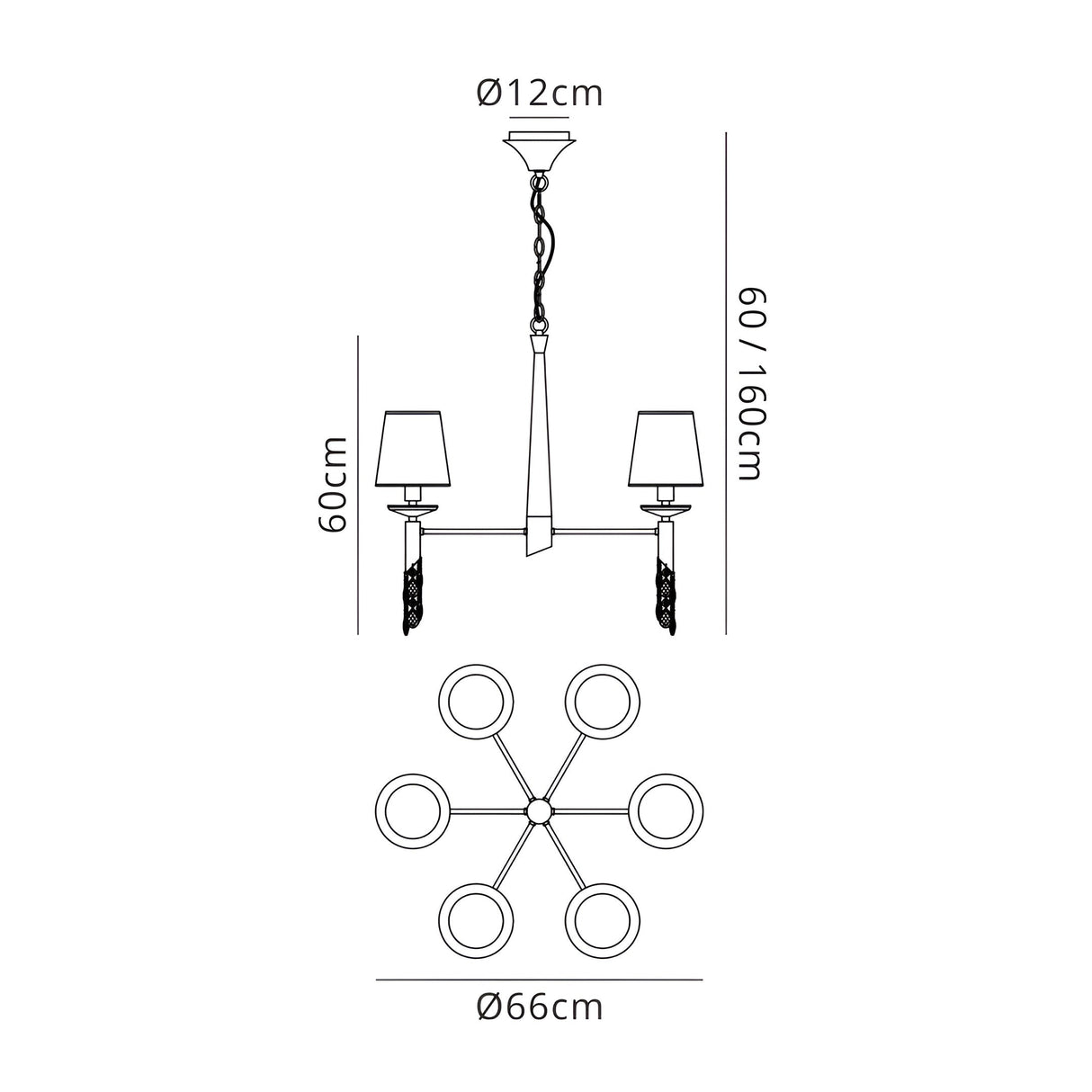Tiffany 12 Light Crystal Chandelier - Brass With Cream Shades