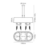 Tiffany Oval 8 Light Crystal Chandelier - Brass With White Shade