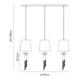 Tiffany 6 Light Crystal Bar Pendant Light - Brass With White Shades